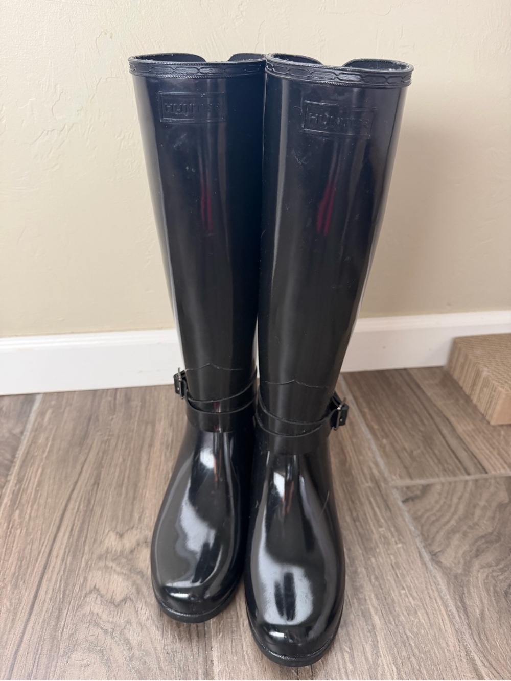 Hunter Black Gloss Tall Rain Boots